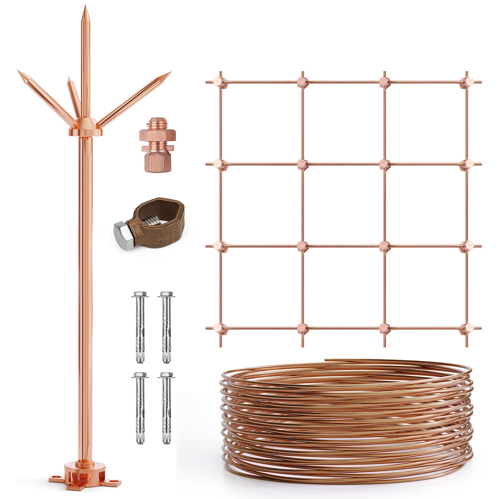 Lightning Rod,Copper Lightning Rod Protection System With 60 Feet 6AWG –  GOUNENGNAIL ELECTRICAL